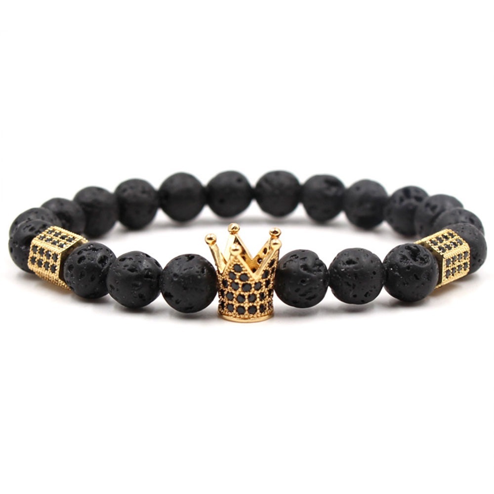 Cool Matte Onyx Crown Natural Stone Bracelet